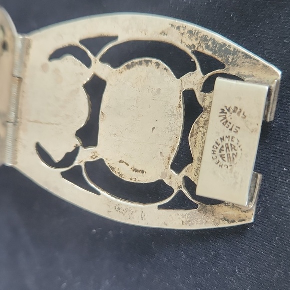 VINTAGE STERLING SILVER OPAL LARGE LINK BEAUTIFUL BRACELET. - Picture 3 of 9